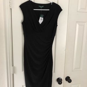 Ralph Lauren Ruched Sleeveless Black Dress